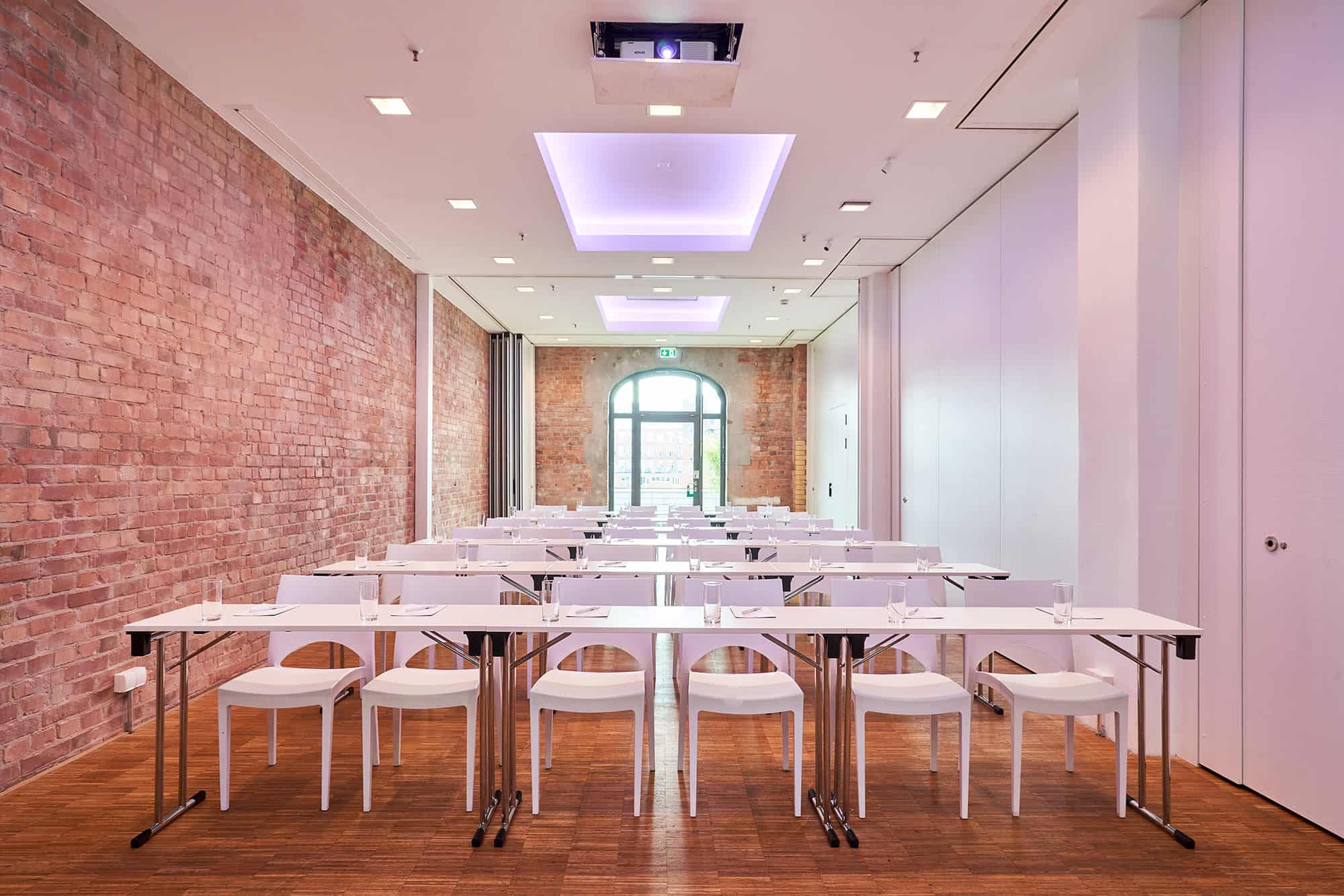 <div><strong>Room Friedrichshain 60 m²</strong><br> up to 30 people<br><br><span class='text-sm'> ✓ HD projector with HDMI connection<br> ✓ Access to the Spree Terrace<br> ✓ Conference chairs<br><br></span><strong>600€ room rental</strong><br><span class='text-sm'>plus additional costs<br></span></div>